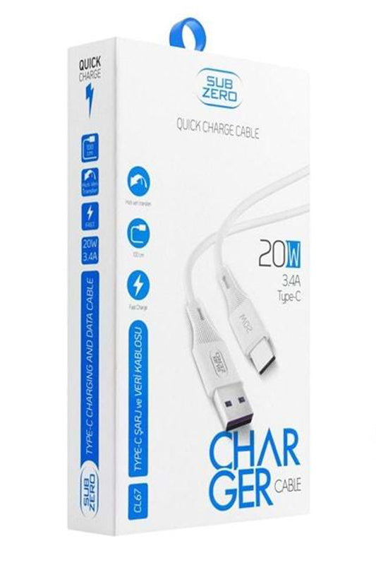 USB A to USB C 20W 3.4A Şarj Kablosu 1 Metre