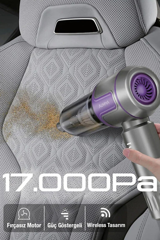 Şarjrlı Araç Süpürgesi Kablosuz Araç İçi Süpürge 17000Pa Vakumlu Şarjlı 6000mAh 100W Fırçasız Motor