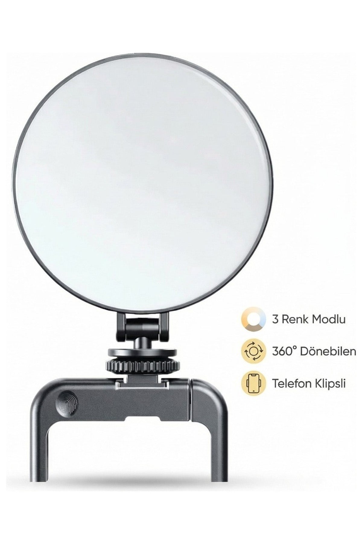 Şarjlı Telefon Led Işık Tutucu Telefon Klipsli Selfie Video Kamera Işık Tripod Uyumlu 3 Renk LED