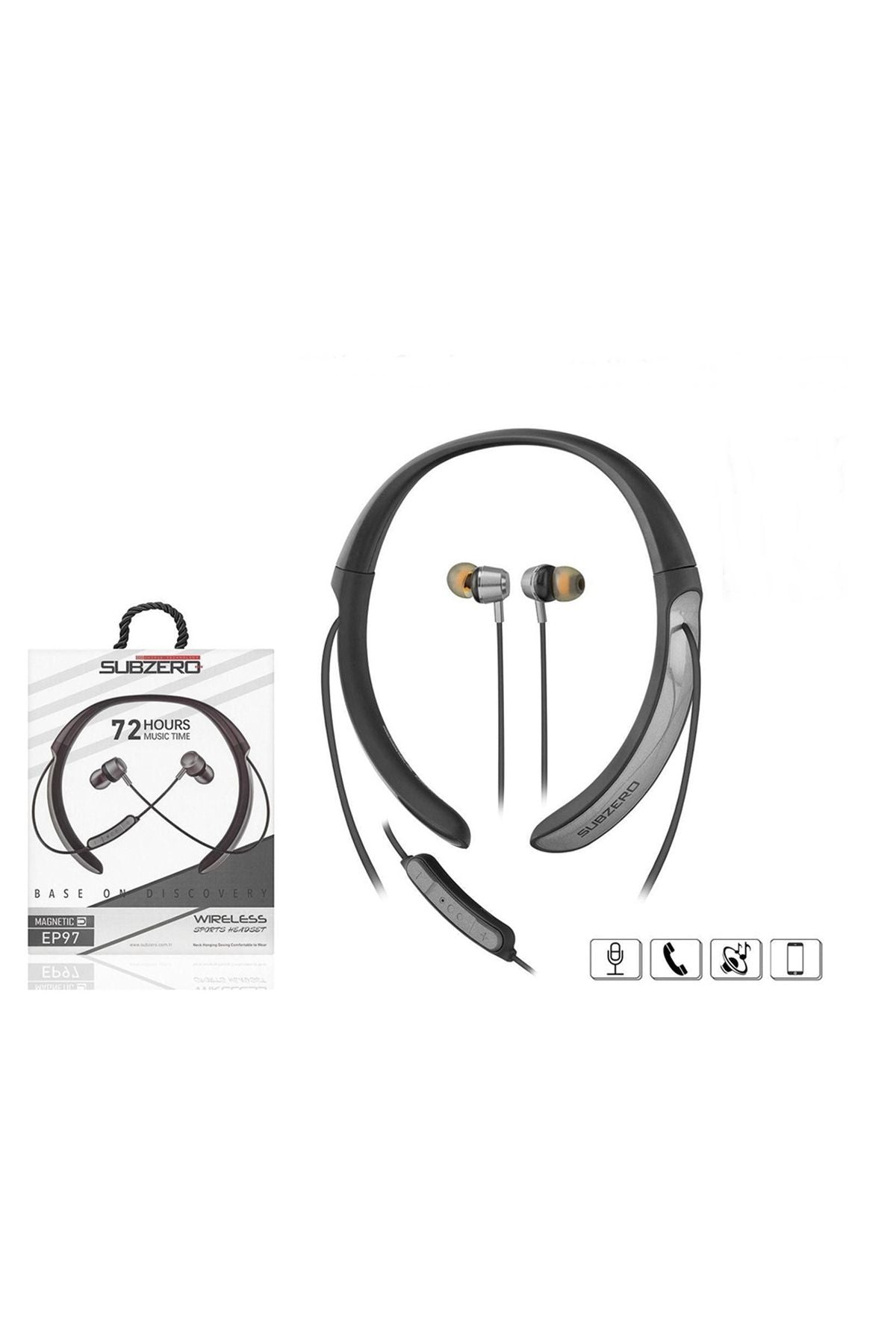 Kablosuz Bluetooth Kulaklık Stereo Mikrofon Boyun Askılı Sporcu Kulaklık Super Bass 72 Saat Ep97 - Görsel 2