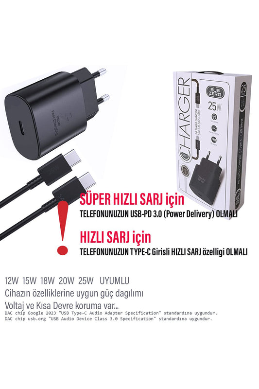 Samsung Galaxy A05 - 05s Uyumlu Şarj Aleti 25W HIZLI Şarj Type C Kablolu - Görsel 2