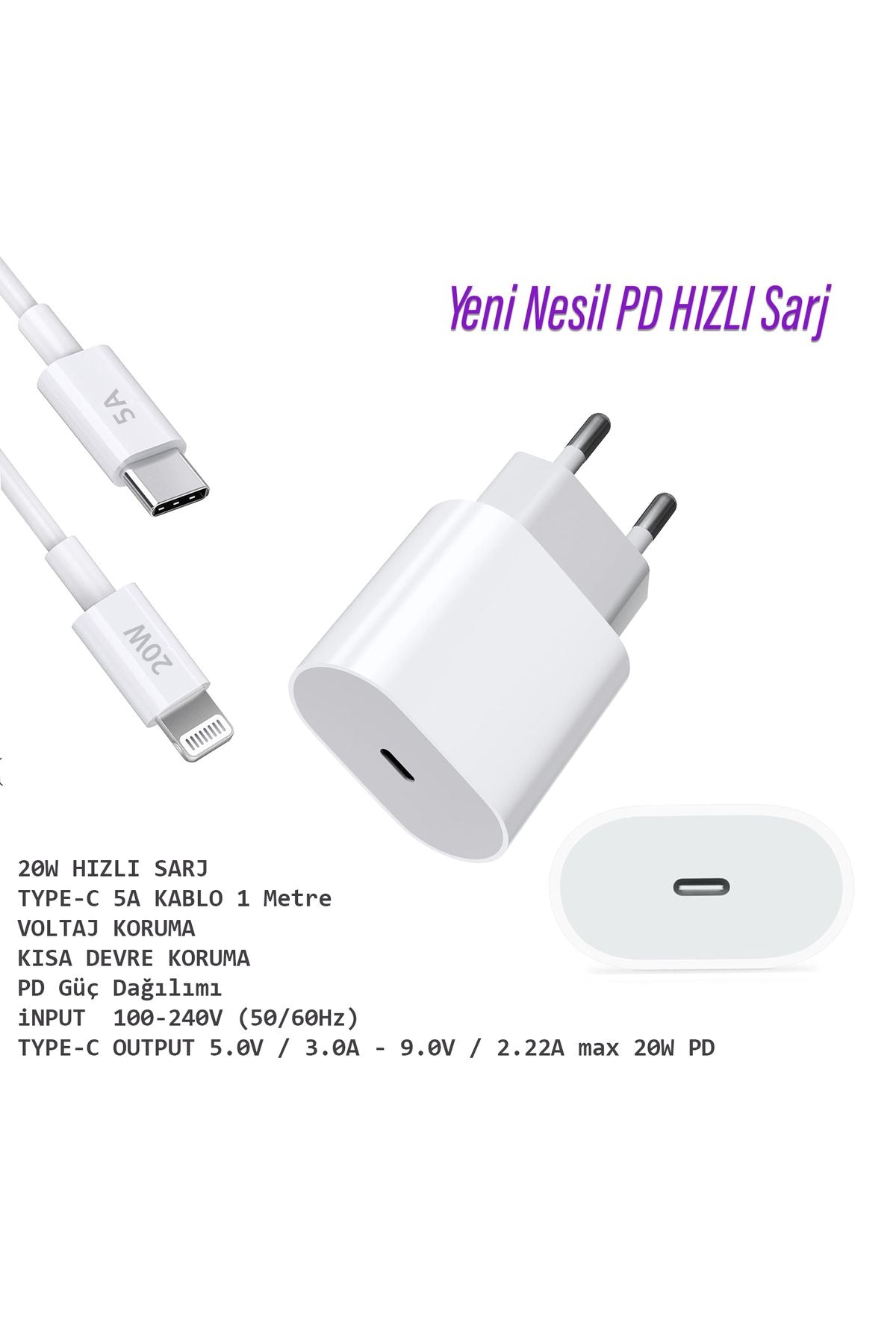 iPad Pro 9.7 Uyumlu Şarj Aleti Adaptörü 20W Ligtning Şarj Kablosu A1674 A1675 A1673 - Görsel 3