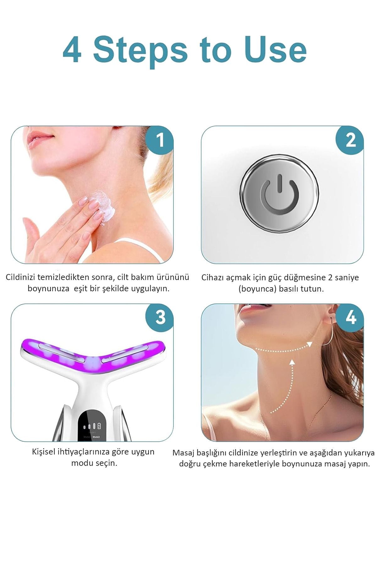 7in1 Yüz Ve Boyun Germe Aleti - EMS Güzellik Cihazı - Sıkılaştırıcı Etkili -Kırışıklık Karşıtı Bakım - Görsel 3