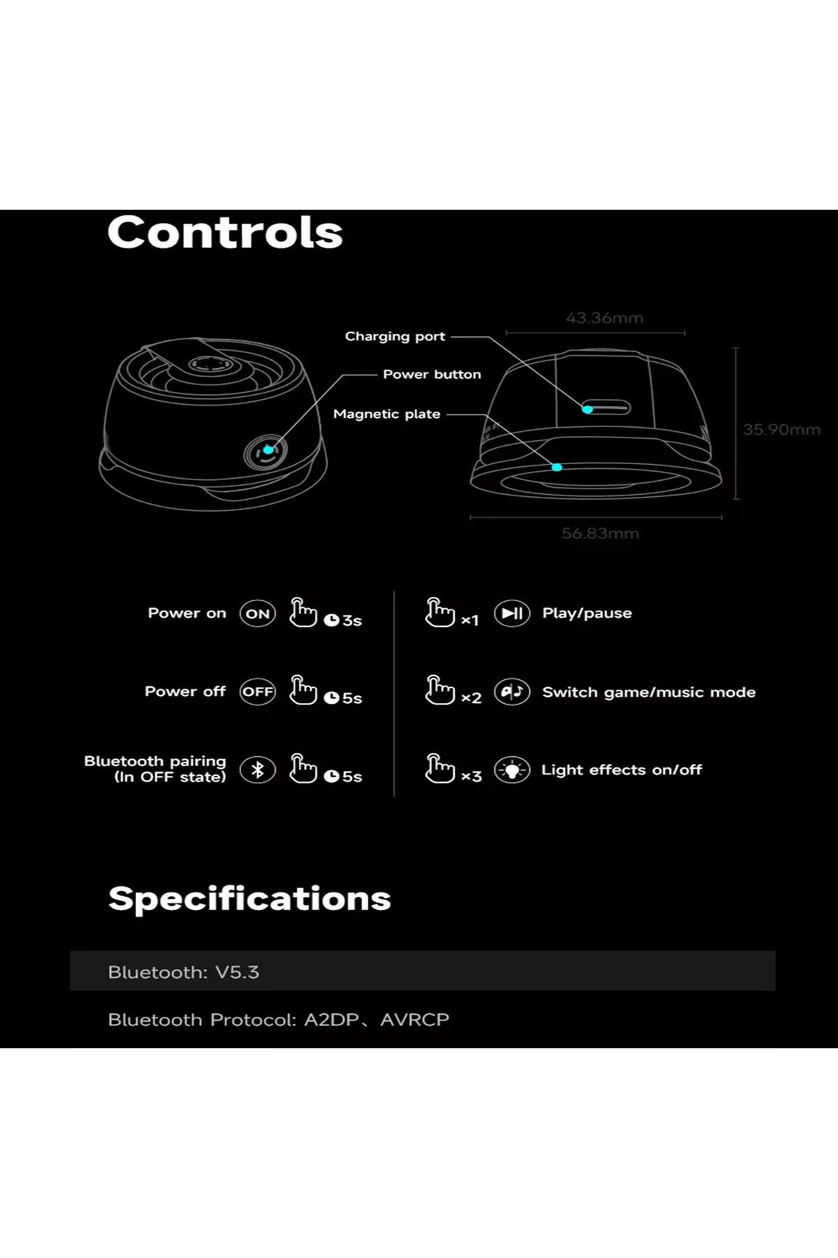 Bluetooth Hoparlör Yüksek Ses Mini Bass Manyetik Mıknatıslı Kablosuz Speaker Ses Bombası - Görsel 7