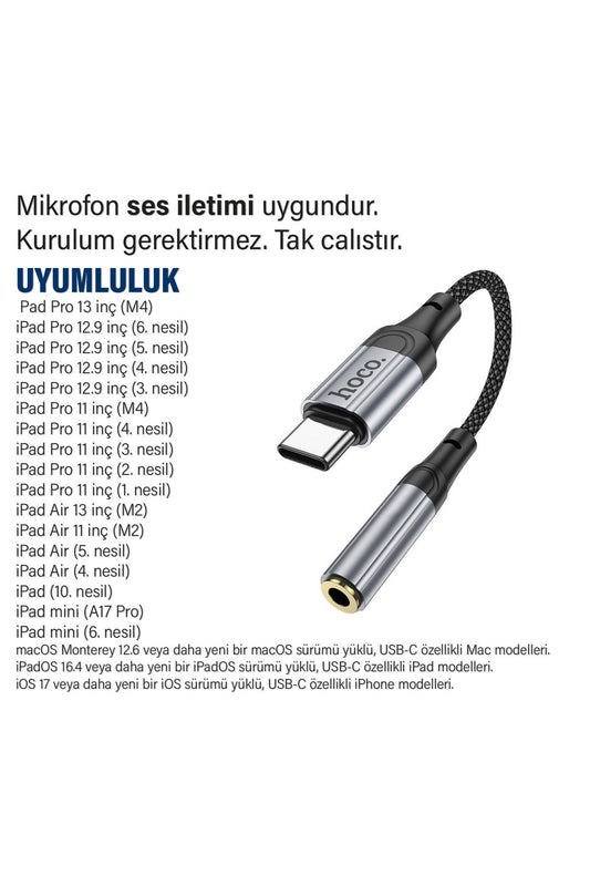 iPad 11 inç M4 1. 2. 3. 4. nesil Uyumlu Kulaklık Dönüştürücüsü Type-C Çevirici Aparat - Görsel 2