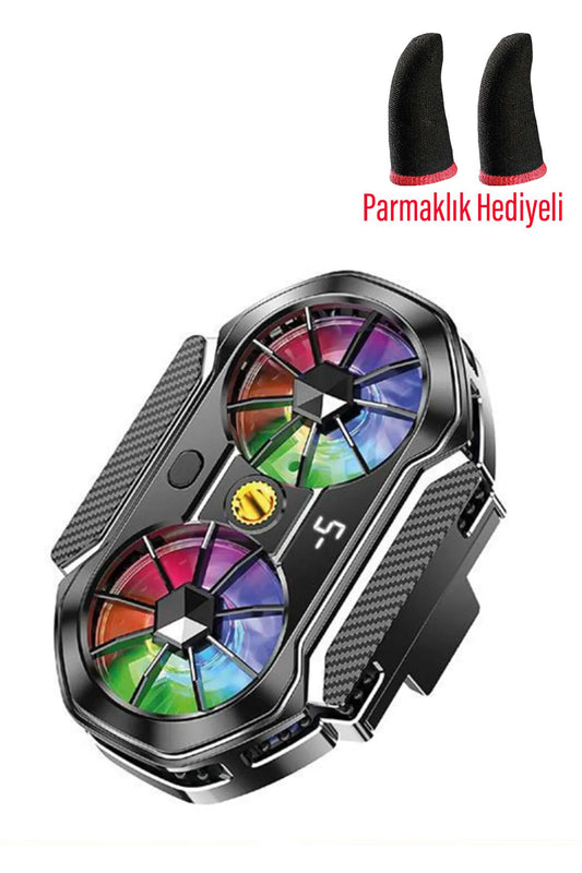 Çift Fanlı Gaming Telefon Hava Soğutma Fanı Derece Göstergeli Radyatör Sessiz Fan Telefon Soğutucu - Görsel 2