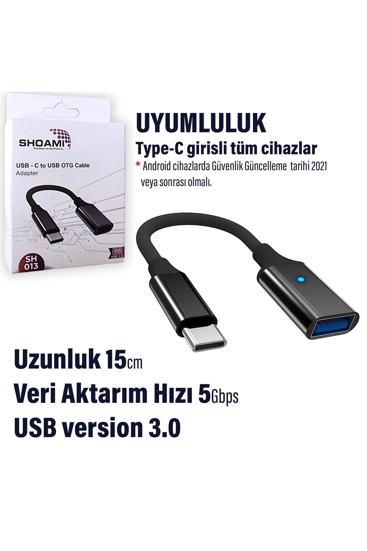 Type-C USB 3.0 Çevirici Kablo OTG 5 Gbps Hızlı Veri Aktarıcı Type C Dönüştürücü Kablo - Görsel 3