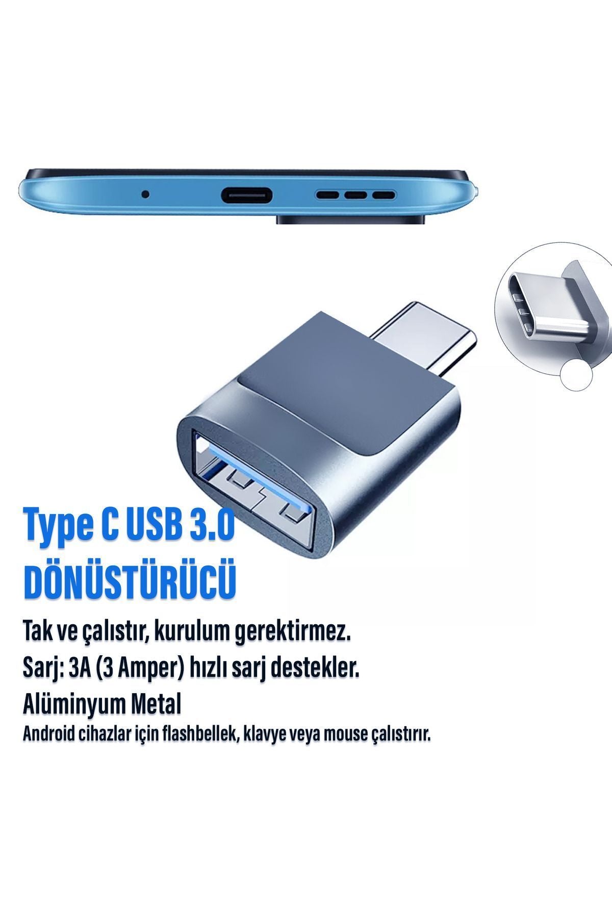Type-C USB Çevirici iPhone 15 15 Pro 15 Pro Max Uyumlu 5 Gbps Hızlı Veri Aktarıcı Type C Dönüştürücü - Görsel 2