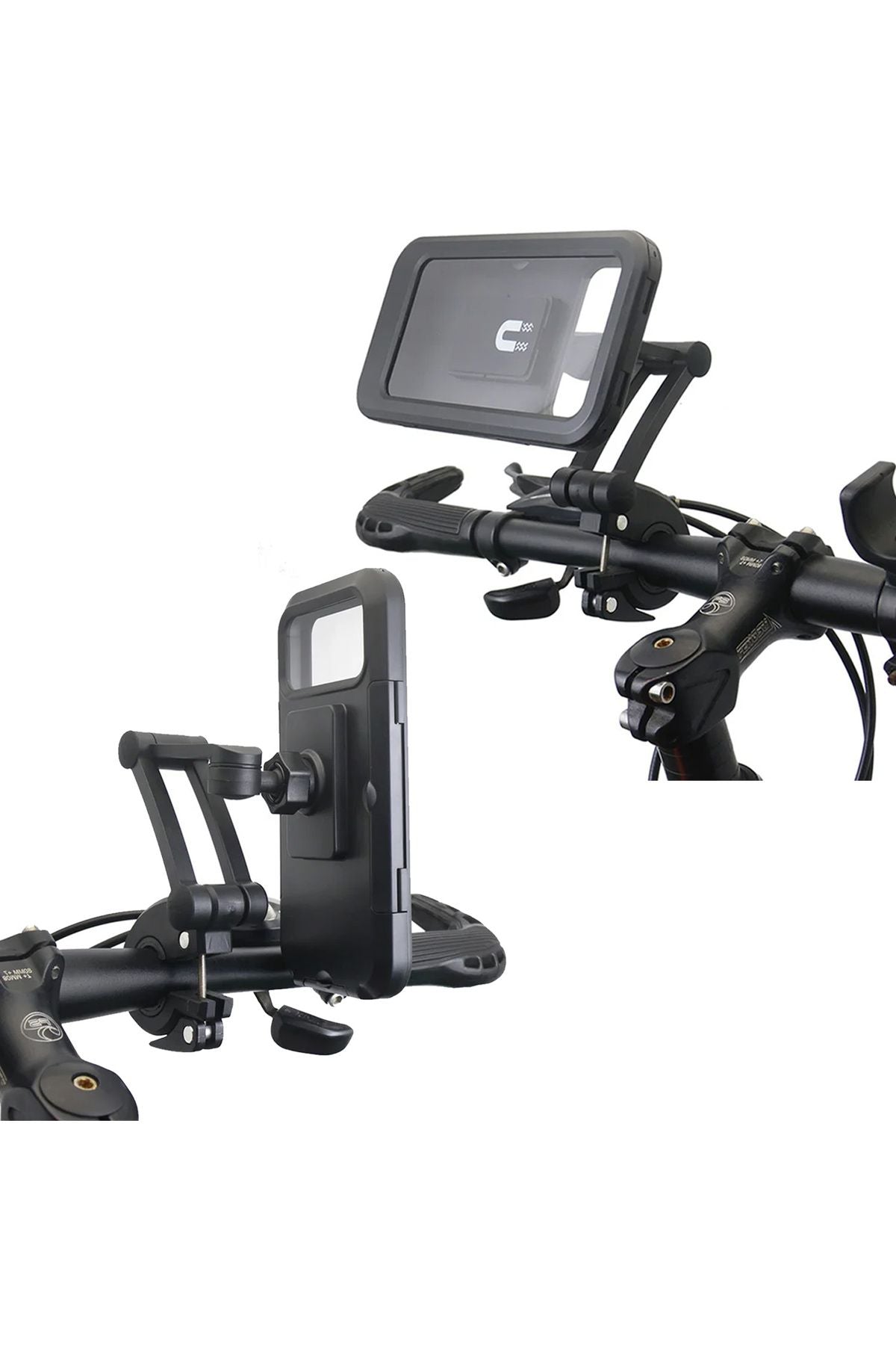 Motosiklet Scooter Bisiklet Telefon Tutucu Su Geçirmez 360° Ayarlanabilir Şarj Girişi Açık - Görsel 7