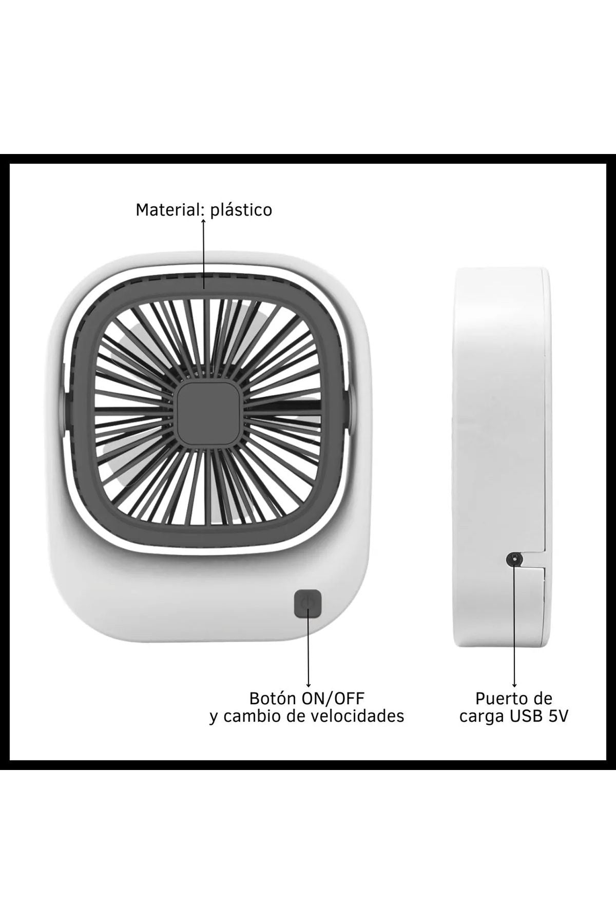 Masaüstü Taşınabilir Mini Fan Şarj Edilebilir Fan Soğutucu 3 Kademe 250 mAh Turbo Fan - Görsel 5