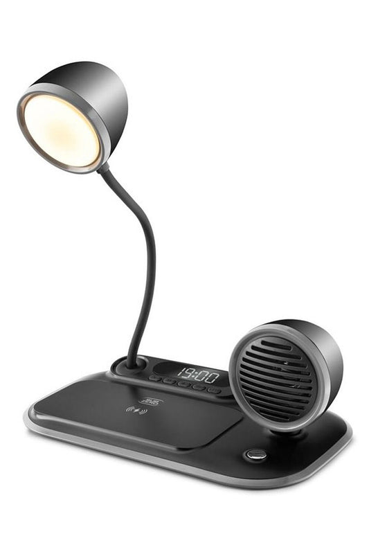 Kablosuz Şarj Standı 4in1 Apple Iphone - Android Uyumlu Çok Amaçlı Bluetooth Hoparlör Masa Lambası - Görsel 2