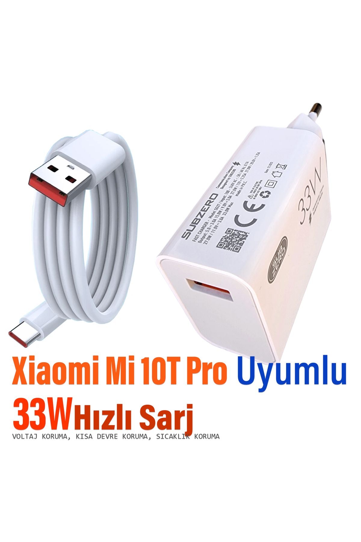 Xiaomi Mi 10T - 10T Pro - 10T Lite Uyumlu 33W HIZLI Şarj ve Kablosu
