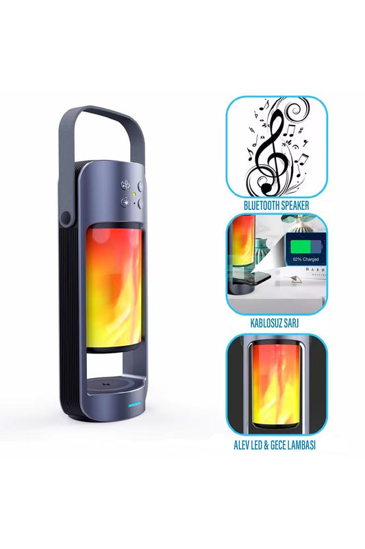 Magsafe Şarj Led Aydınlatma Speaker Bluetooth Hoparlör TWS - Görsel 2