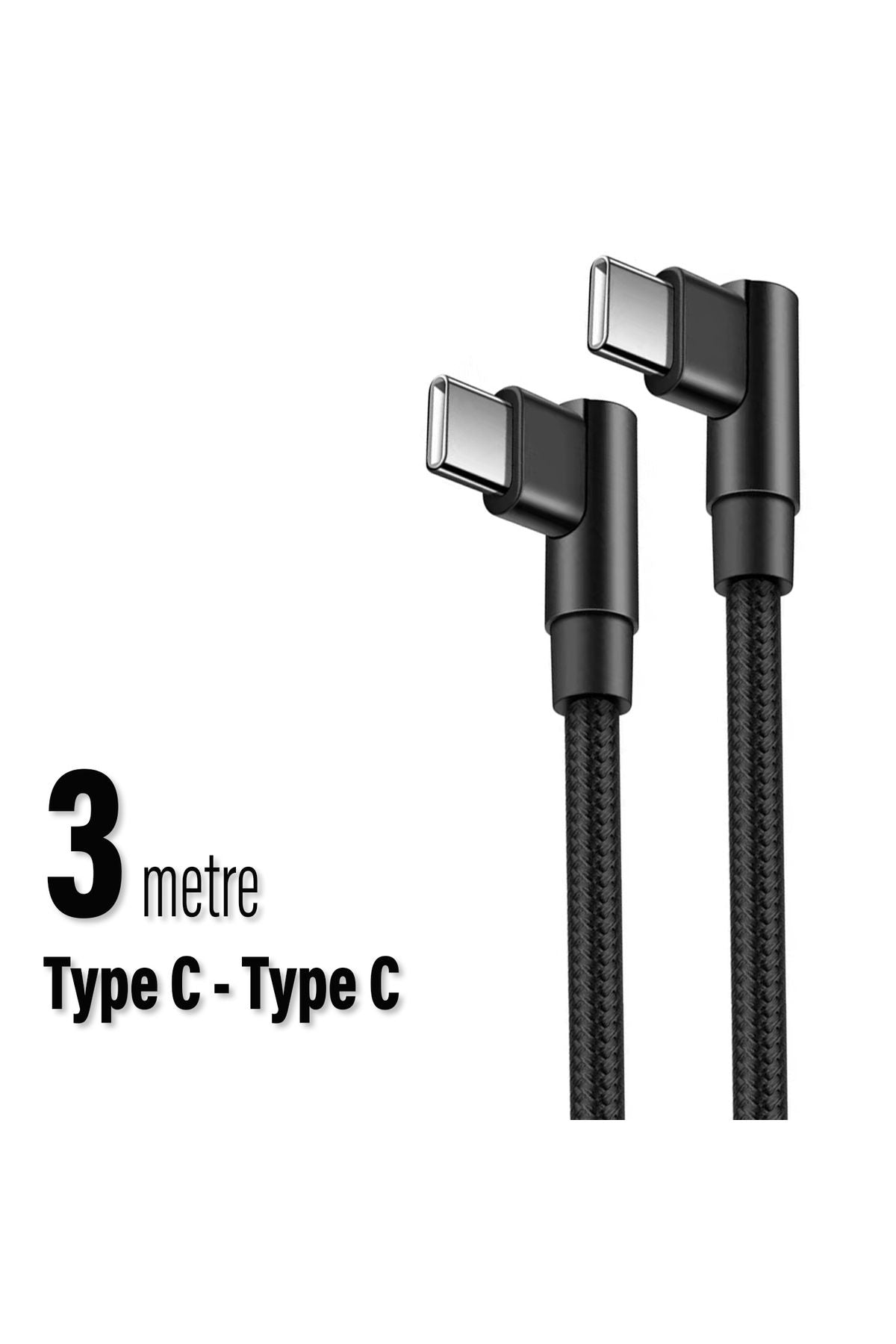 3 Metre TYPE-C Şarj Kablosu HIZLI Şarj Samsung Uyumlu Type c to Type C Uzun - Görsel 7