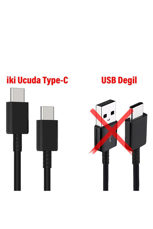 2 metre Type-C Uzun Hızlı Şarj Kablosu Type-C den Type-C ye Samsung A53 A54 A55 A72 A73 Uyumlu - Görsel 2