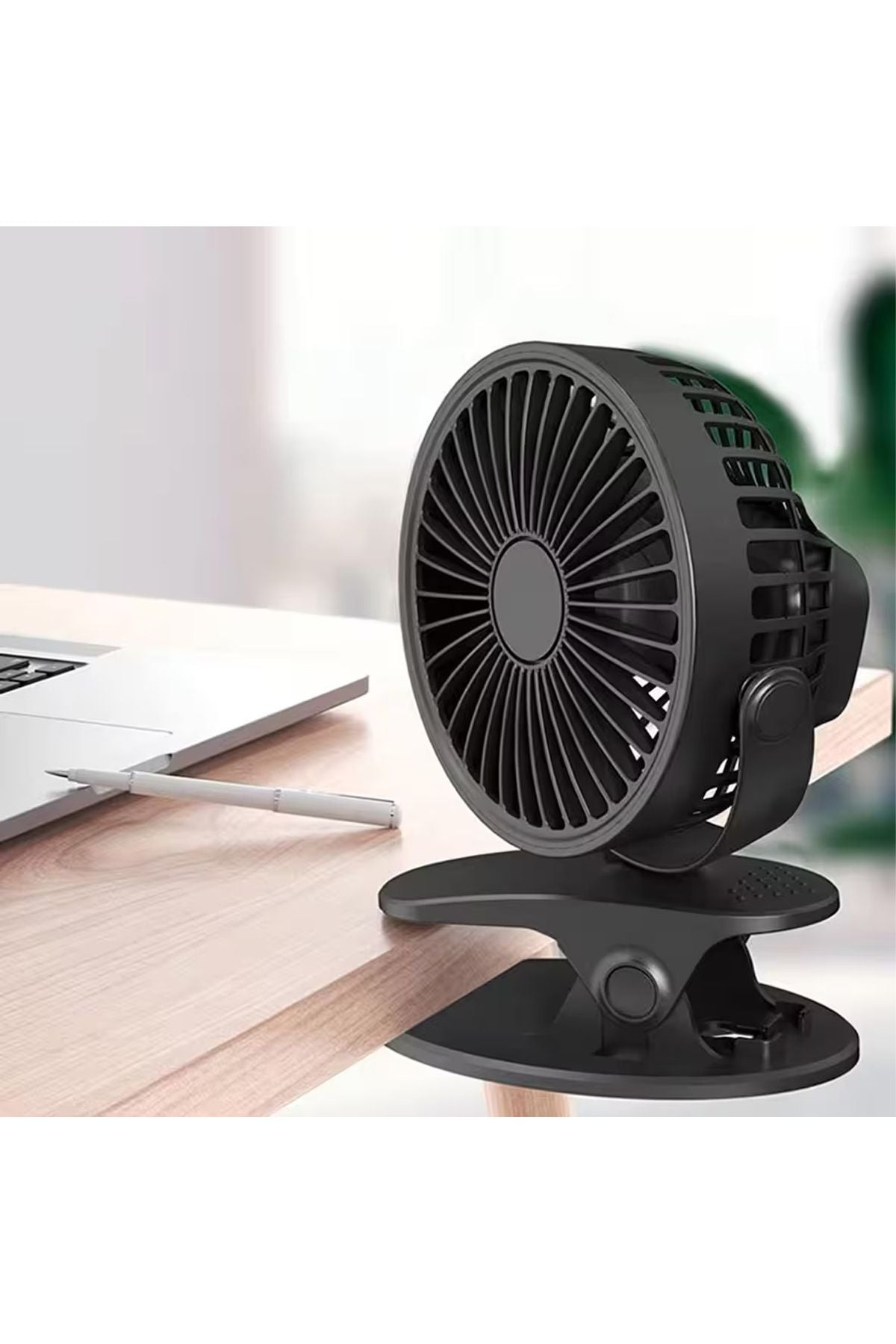 Masaüstü Şarjlı Mandallı 360° Dönen Mini Fan Vantilatör Şarjlı Klipsli Soğutucu 3 Kademe 8000 RPM - Görsel 6