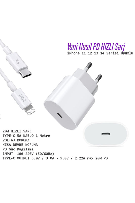 iPhone 11 11 Pro 11 Pro Max Uyumlu Şarj Aleti ve Kablosu 20W HIZLI PD Type-C - Görsel 2