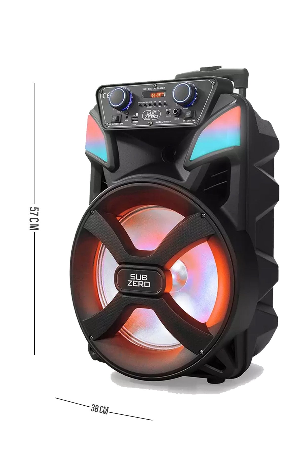 Bluetooth Hoparlör Speaker Karaoke Mikrofonlu Süper Bas Hoparlör 2x30W Büyük Boy Tekerlekli 5400mAh - Görsel 3