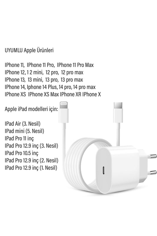 iPhone 14 Uyumlu Şarj Aleti HIZLI PD Şarj Cihazı Apple iPhone 14 Pro 14 Plus 14 Pro Max 20W HIZLI - Görsel 2