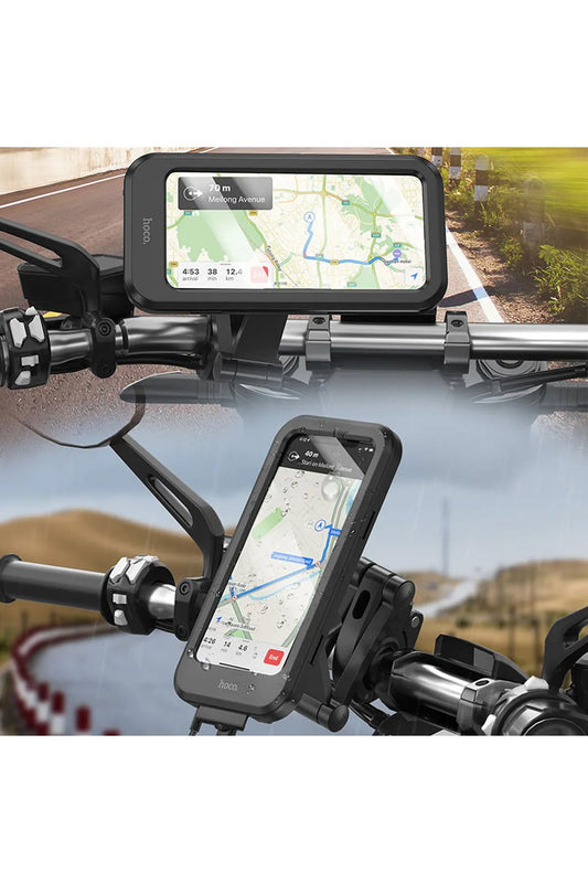 Motosiklet Scooter Bisiklet Telefon Tutucu Su Geçirmez 360° Ayarlanabilir Şarj Girişi Açık - Görsel 2
