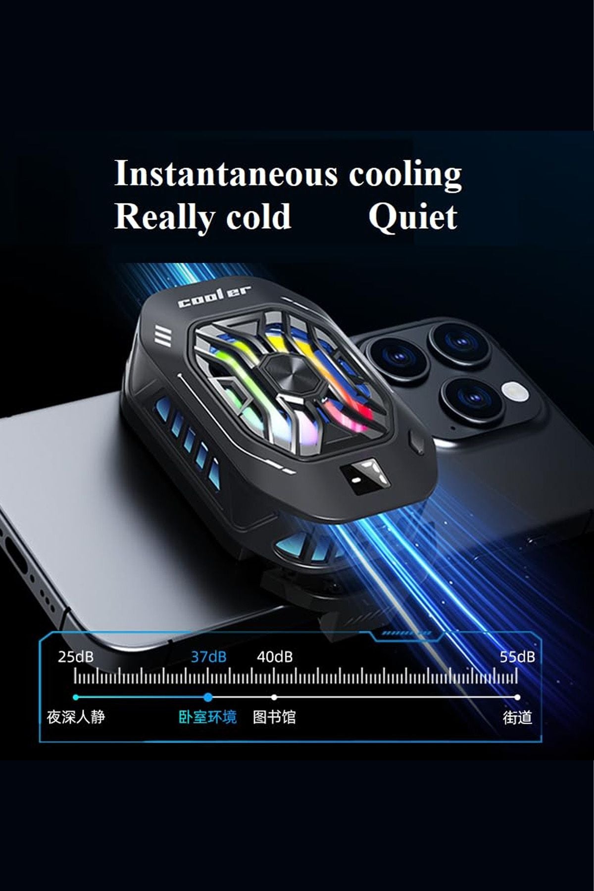 Gaming Telefon Hava Soğutma Fanı Radyatör Fan RGB Led Telefon Soğutucu Tak Çalıştır E Sporcu Fan - Görsel 4