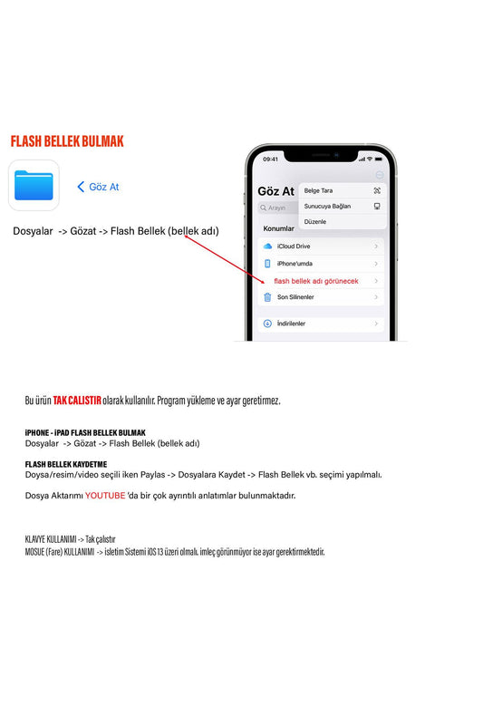 iPhone iPad USB Çevirici Dönüştürücü OTG Lightning - USB 3.0 Aktarıcı - Görsel 2