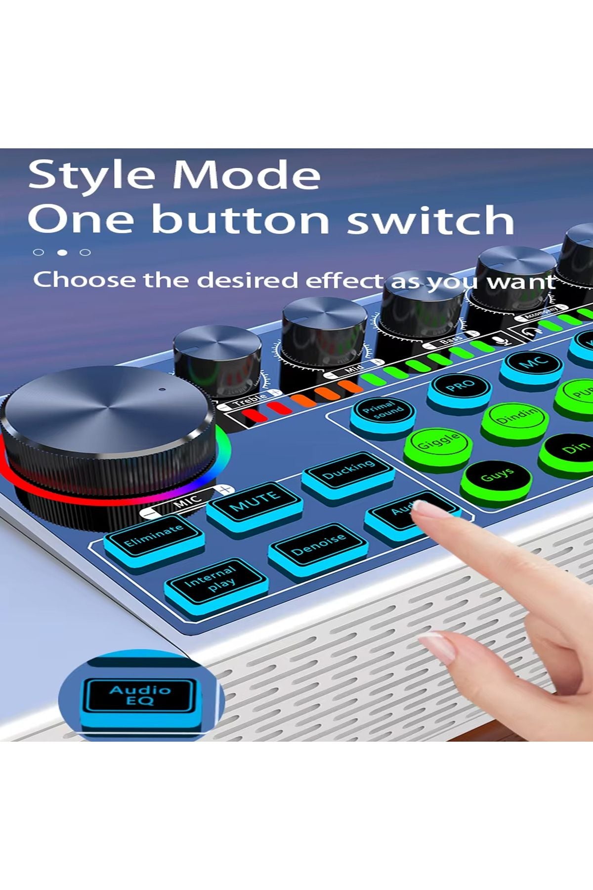 Mini Dj Ses Mikseri Canlı Yayın Ses Kartı Controller Dj Setup Başlangıç Karaoke Çift Mikrofon - Görsel 5
