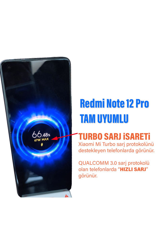 Redmi Note 12 Pro Uyumlu 67W Turbo Hızlı Şarj Aleti ve HIZLI Şarj Kablosu - Görsel 2