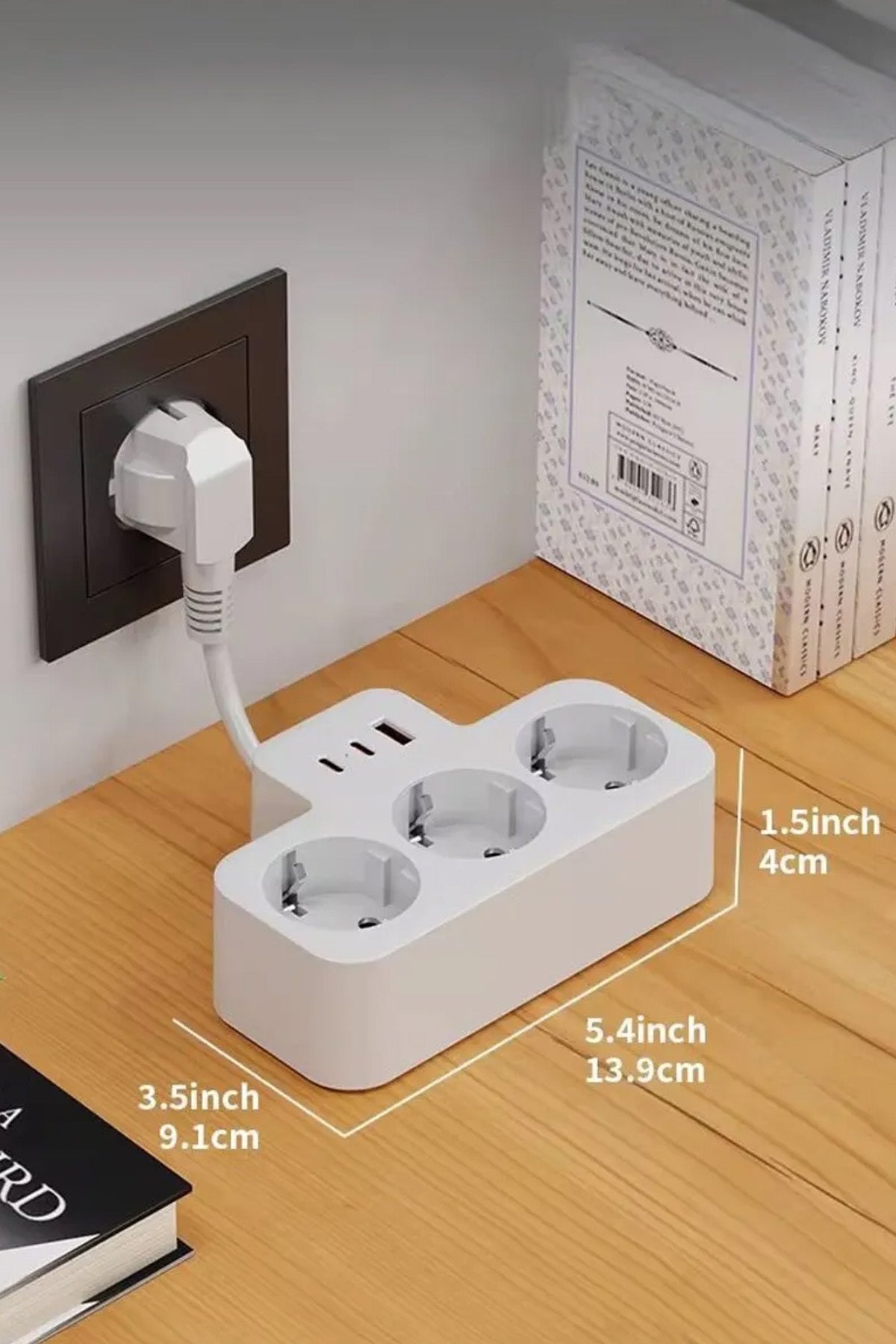 Çoklu Kablolu Priz -Priz Çoğaltıcı-Priz Dönüştürücü 1USB - 2Type-C Girişli Yüksek Akım Korumalı Fiş - Görsel 5