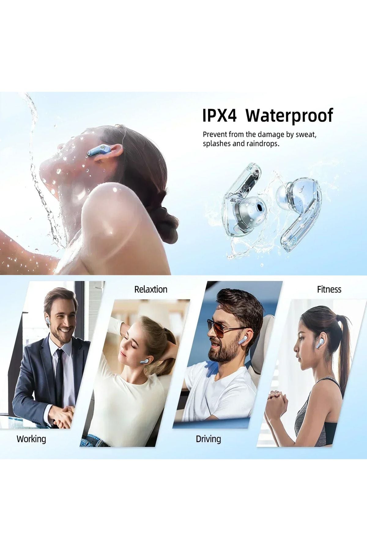 TWS Kulak İçi Bluetooth Kulaklık Led Göstergeli Wireless V5.3 Ultrapro IP4X Su Geçirmez - Görsel 3