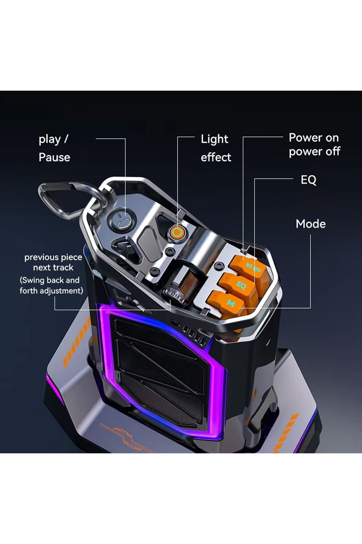 Mekanik Subwoofer Gaming RGB Hoparlör Magnetic Bluetooth Hifi Mega Bass Speaker - Görsel 4