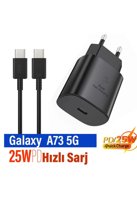 Galaxy A73 5G Uyumlu Hızlı Şarj Cihazı Type-C 25W PD 5A Kablo Samsung Galaxy A34 5G Şarj Aleti TrendB - Görsel 2