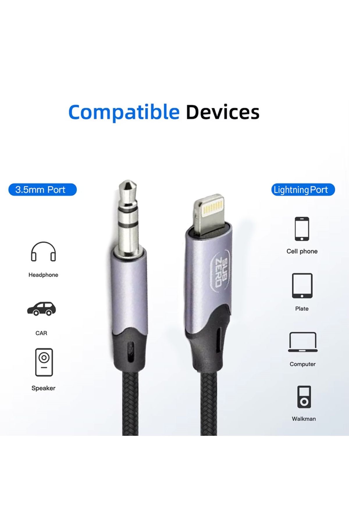 iPhone 11-12-13-14 PLUS-PRO-PRO MAX Uyumlu Metal Başlık AUX Ses Dönüştürücüsü Hasır Lightning Çevirici - Görsel 3