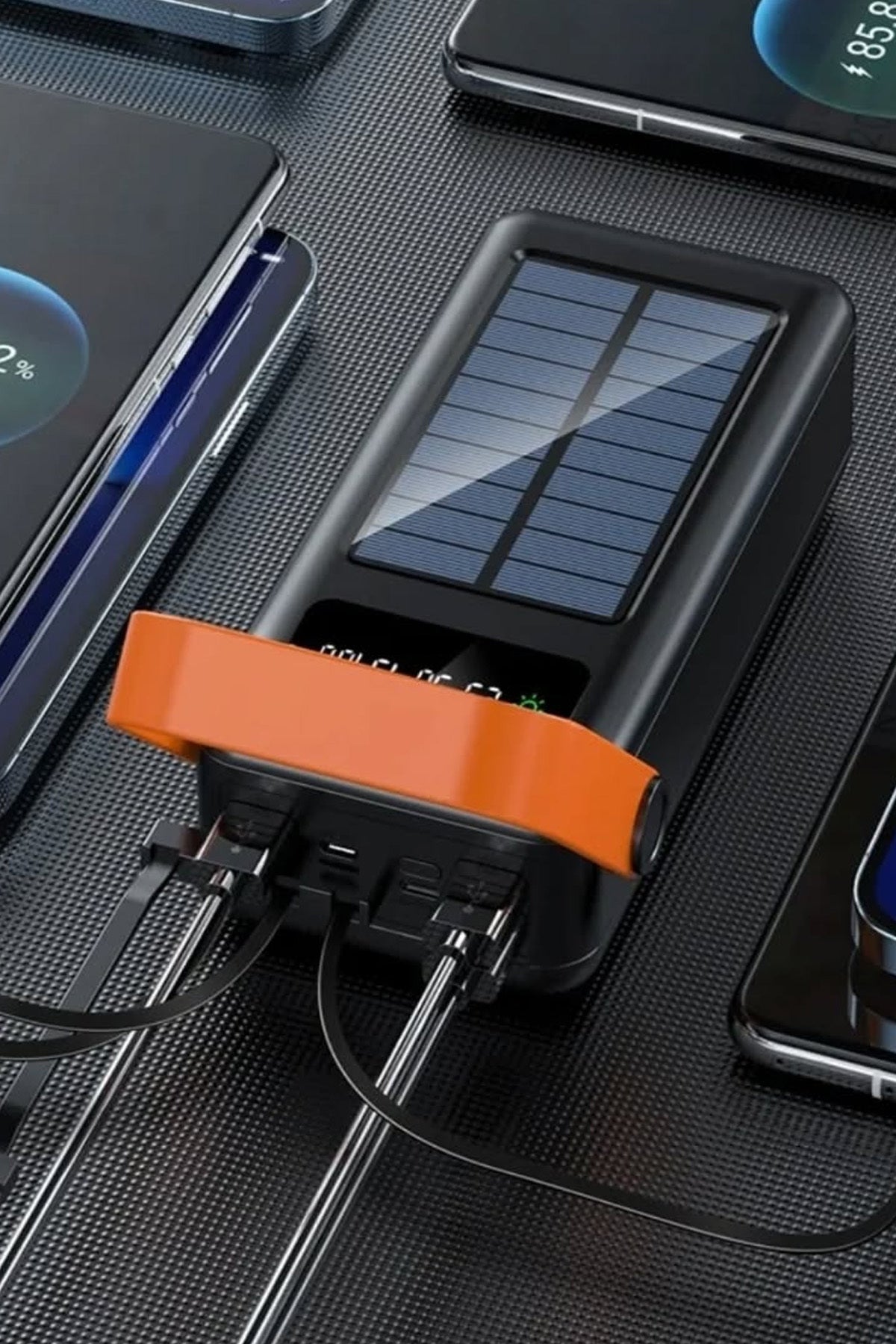 Güneş Enerjili 50.000 mAh Powerbank Hızlı Şarj Kamp Ledli Işıklı Powerbank Kendinden Kablolu Solar - Görsel 7