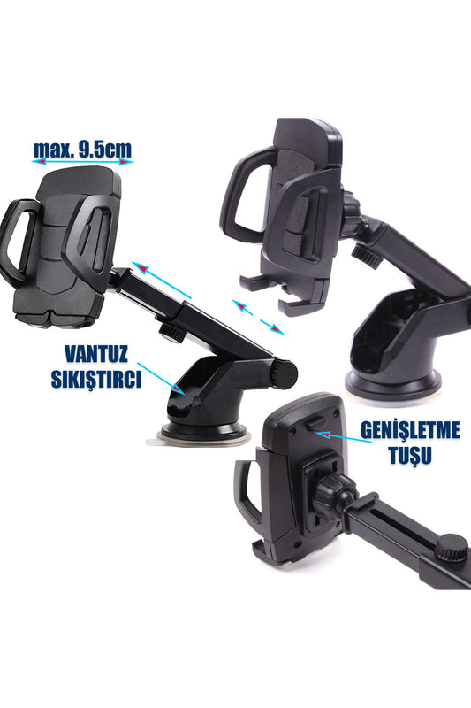 Vantuzlu Telefon Tutucu Araç Camına ve Torpido Yapışan Vantuzlu Tutucu - Görsel 2