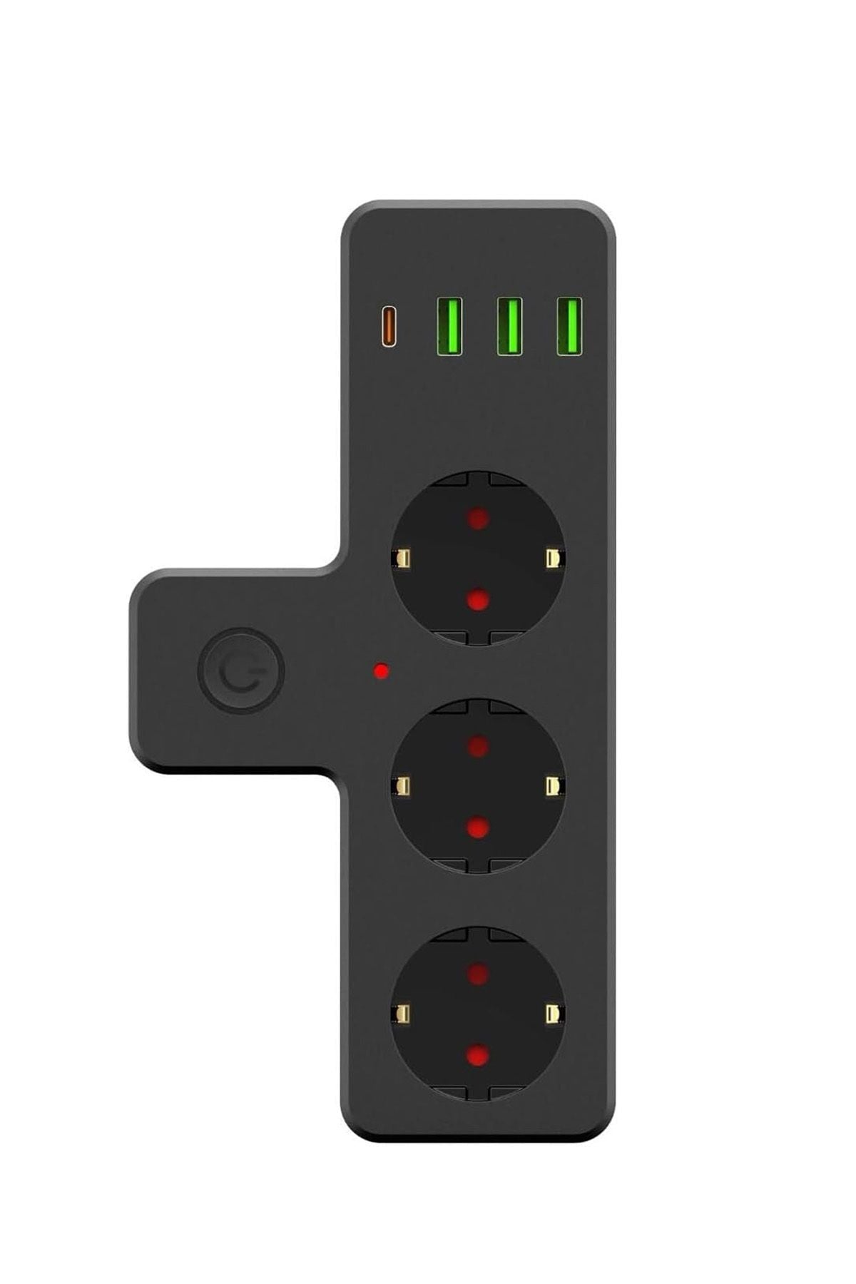 USB Type-C Priz Dönüştürücü Şarj Adaptörü Priz-3 USB-1 Type-C Girişli Çoklu Fiş Priz Çoklayıcı 2500W - Görsel 4