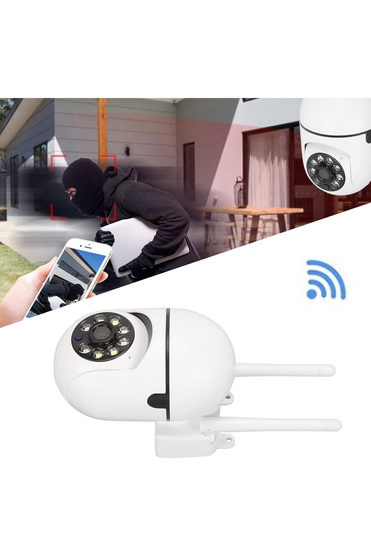 İç Dış Mekan Full Hd Kamera Akıllı IP Kamera 1080P Wifi Haraket Takip Gece Görüşlü Su Geçirmez IP66 - Görsel 7