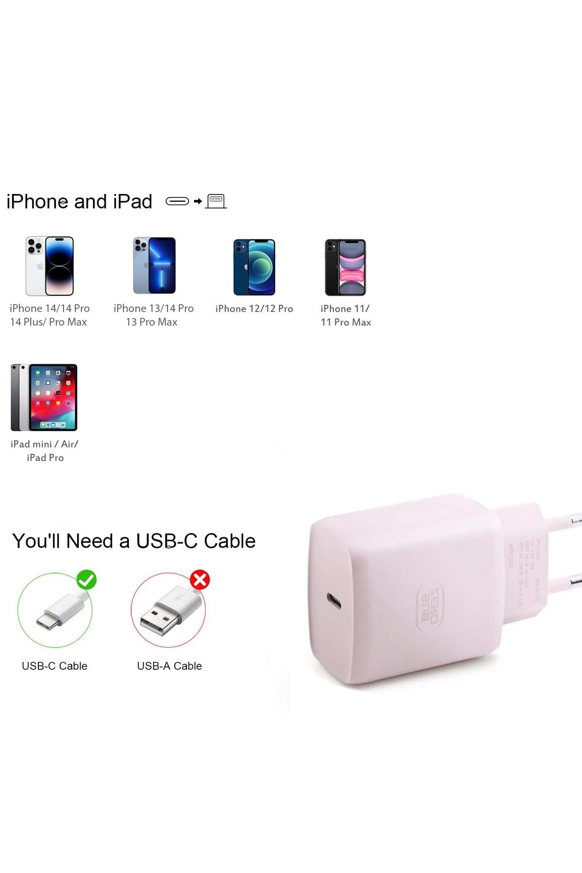 iPhone 11-12-13-14 Uyumlu Şarj Aleti HIZLI PD Şarj Cihazı Apple iPhone Pro Plus Pro Max 25W HIZLI - Görsel 4