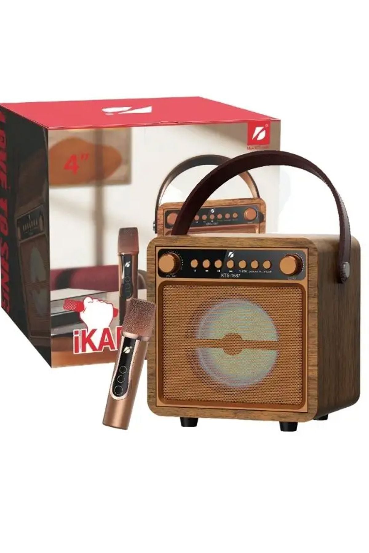 Karaoke Mikrofonlu Bluetooth Speaker 10W 4" Mikrofonlu Kablosuz Haparlör - Görsel 6