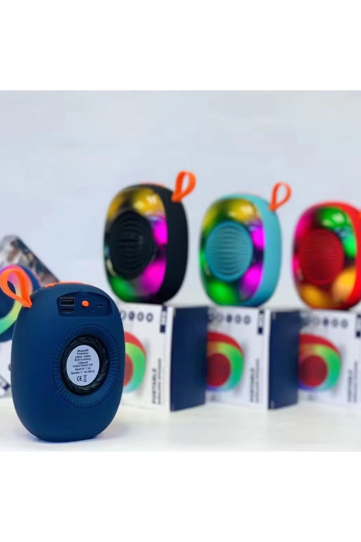 Kablosuz Bluetooth Hoparlör 5W RGB Led Işıklı Speaker Ses Bombası 1200 mAh Güçlü Ses Kalitesi - Görsel 6