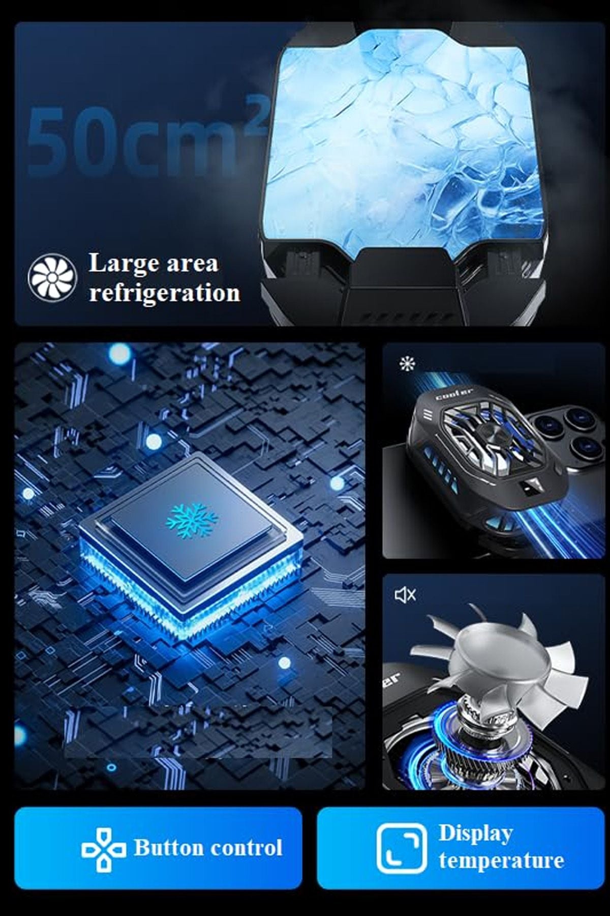 Gaming Telefon Hava Soğutma Fanı Radyatör Fan RGB Led Telefon Soğutucu Tak Çalıştır E Sporcu Fan - Görsel 7