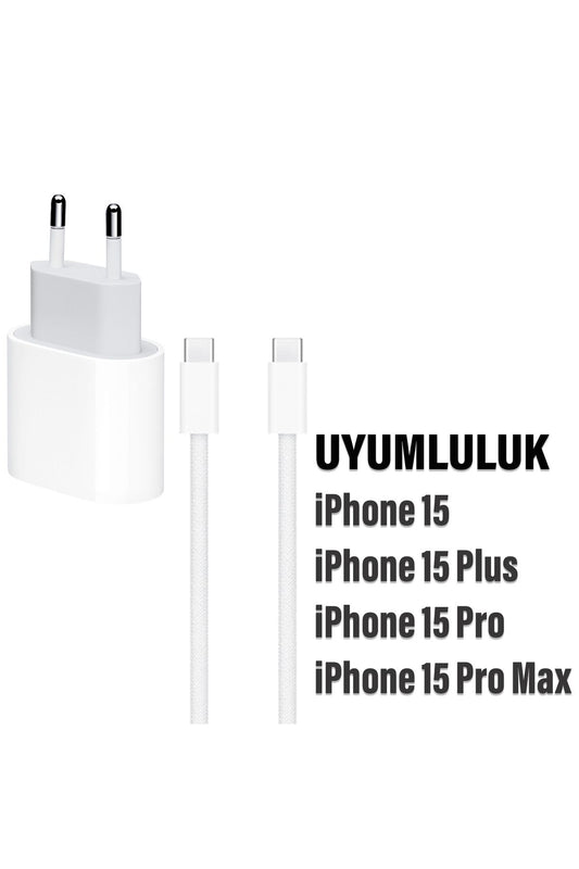 Iphone 15-15 PRO-15 PRO Max Uyumlu Şarj Aleti Set HIZLI Adaptör ve Type-C Kablosu - Görsel 2