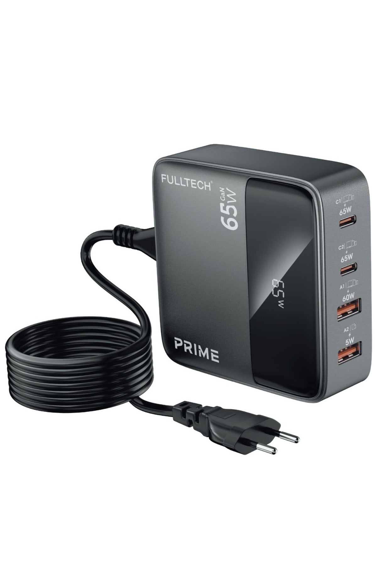 45W Süper Hızlı - 65W Turbo Hızlı Şarj Cihazı 4in1 Gan Teknolojisi 2 USB+2 Type-C Pd 3.0 LCD Ekranlı - Görsel 5