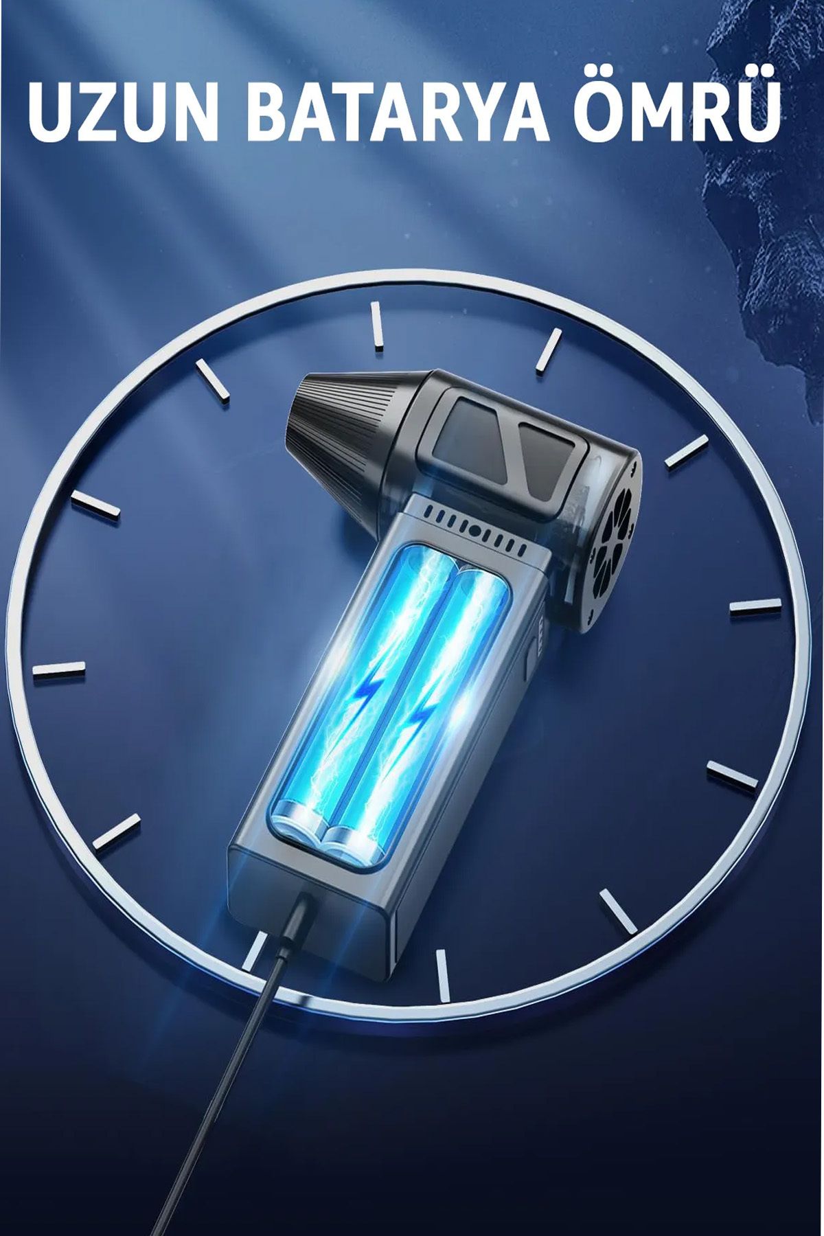 4 Kademe Süper Güçlü Üfleyici Şarjlı Hava Kompresörü 130000 RPM Çok Fonksiyonlu Turbo Fan 4000 mAh - Görsel 6