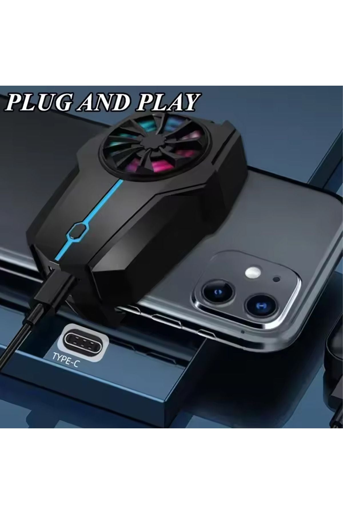 3 Kademeli Şarjlı Gaming Telefon Hava Soğutma Fanı Metal Soğutucu İos Android Pubg Uyumlu 800 mAh - Görsel 4