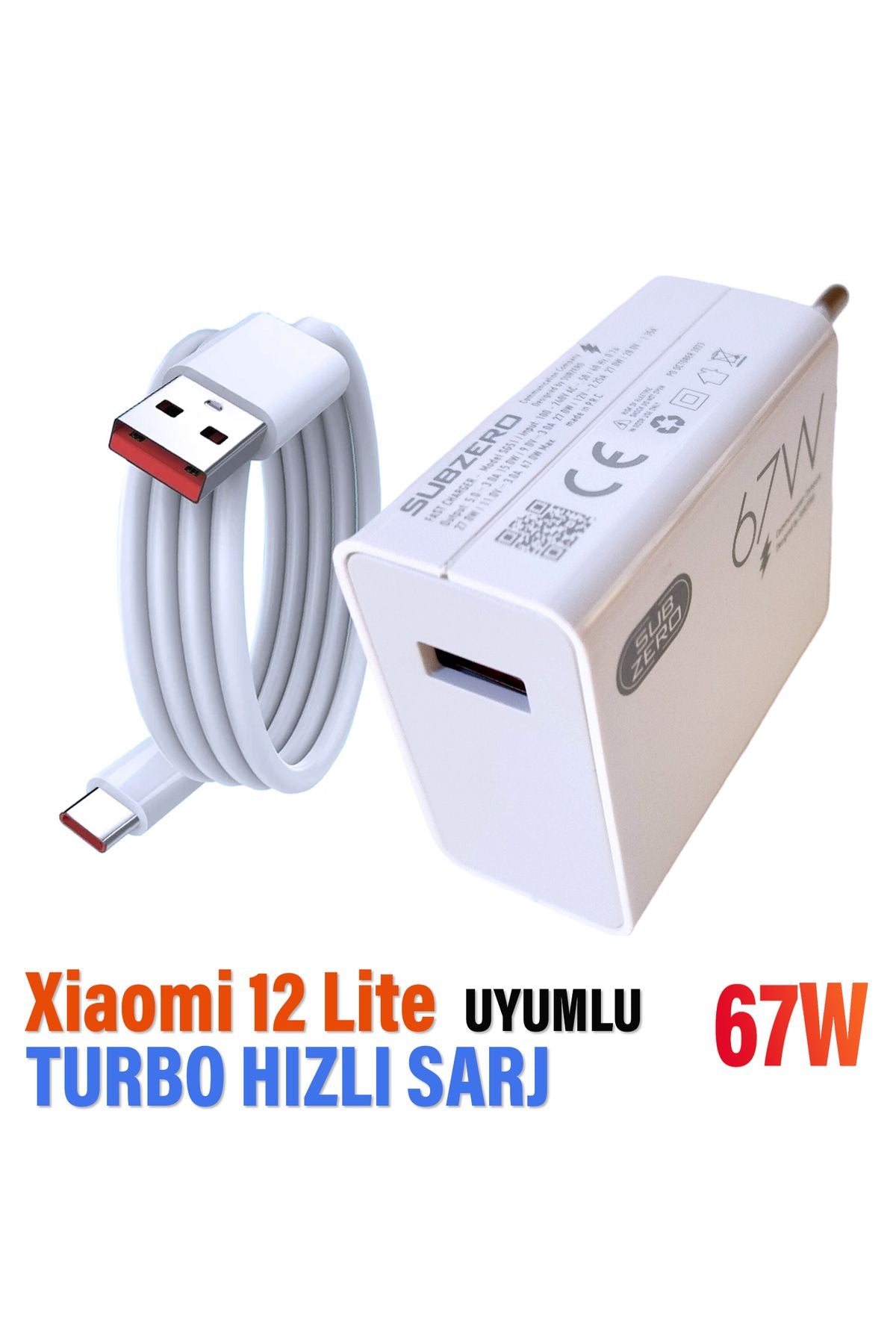 Xiaomi 12 Lite Uyumlu Şarj Aleti ve 67W Turbo Hızlı