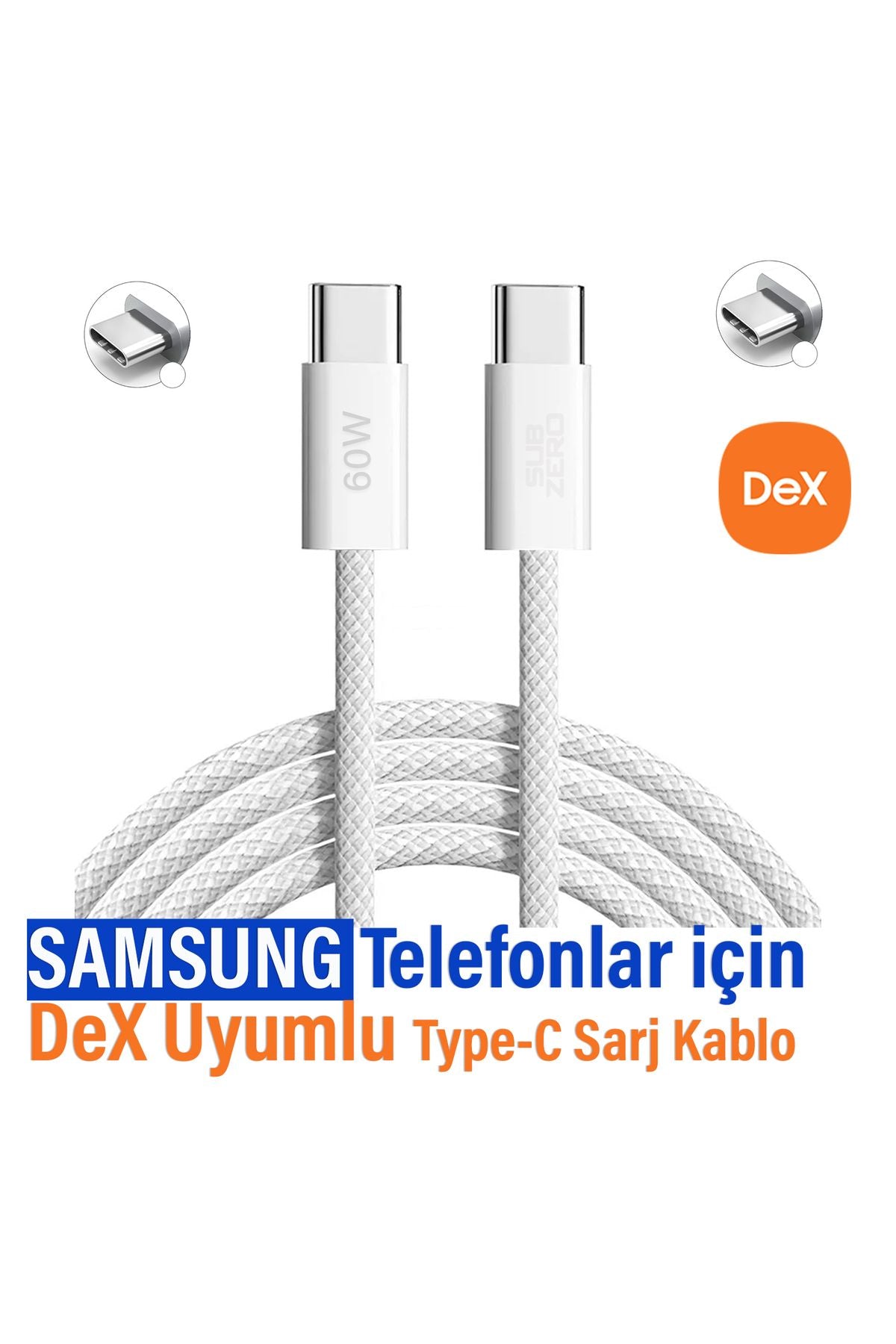 Samsung DeX Uyumlu Type-C Kablo Samsung Telefonu Bilgisayara Bağlama Kablosu