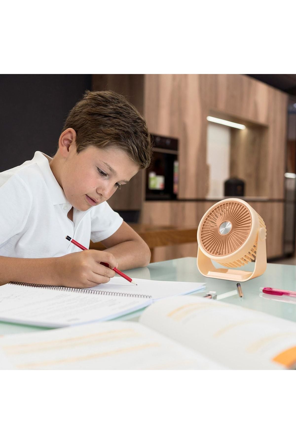 Portatif Masaüstü Şarjlı 360° Dönen Vantilatör Mini Fan Şarjlı Soğutucu 3 Kademe 1200 mAh Klima - Görsel 7