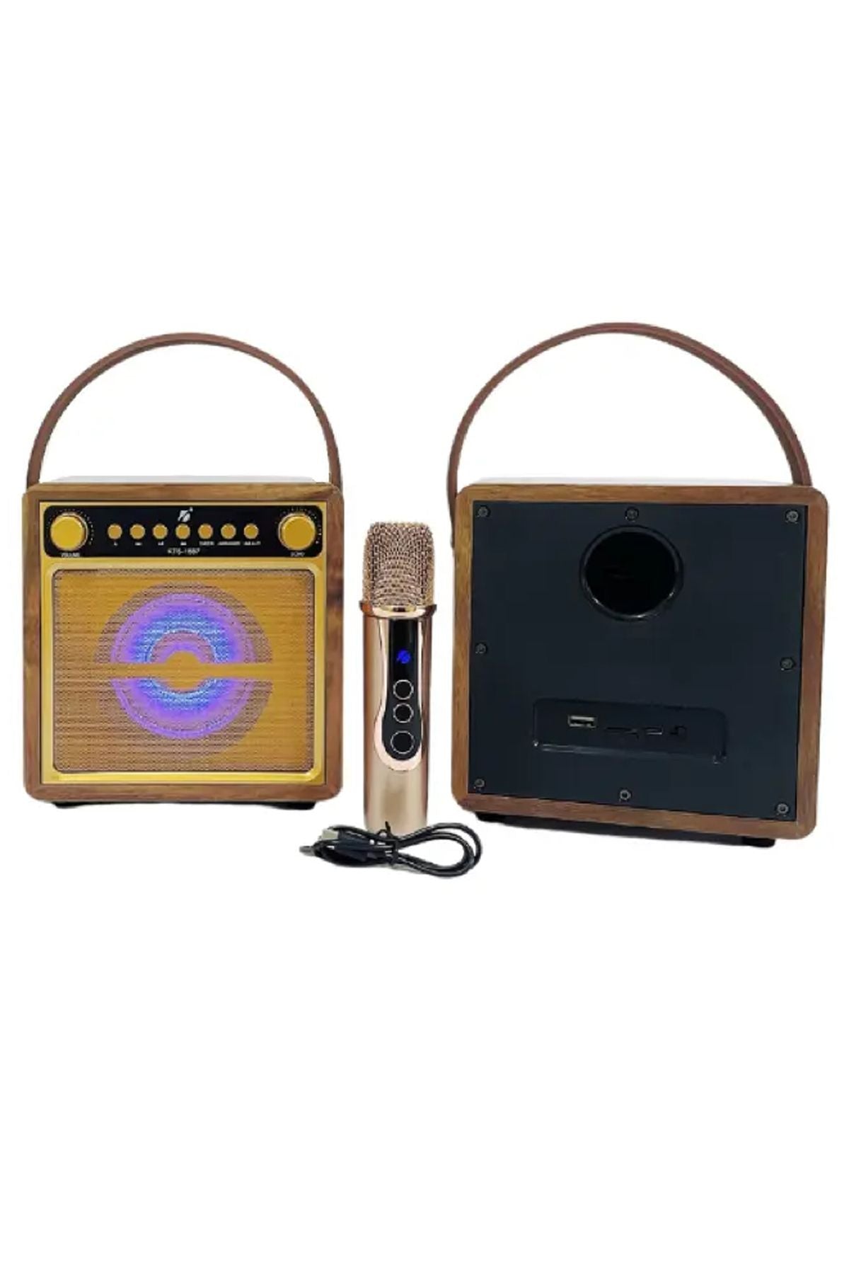 Karaoke Mikrofonlu Bluetooth Speaker 10W 4" Mikrofonlu Kablosuz Haparlör - Görsel 5