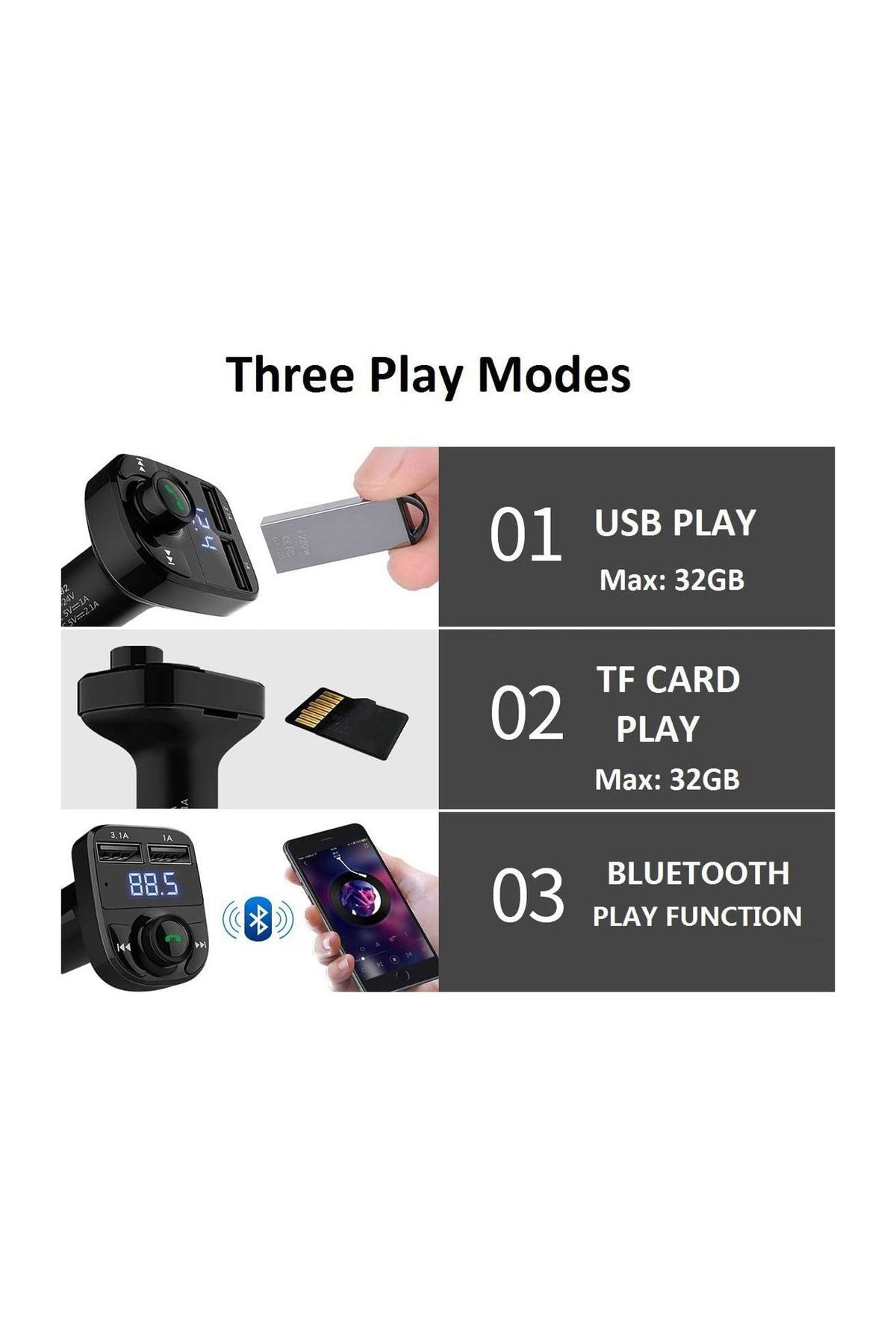 Bluetooth Araç Kiti Araç Fm Transmitter Şarj USB MP3 PD Flash Için Uygun Çakmaklık Giriş - Görsel 6